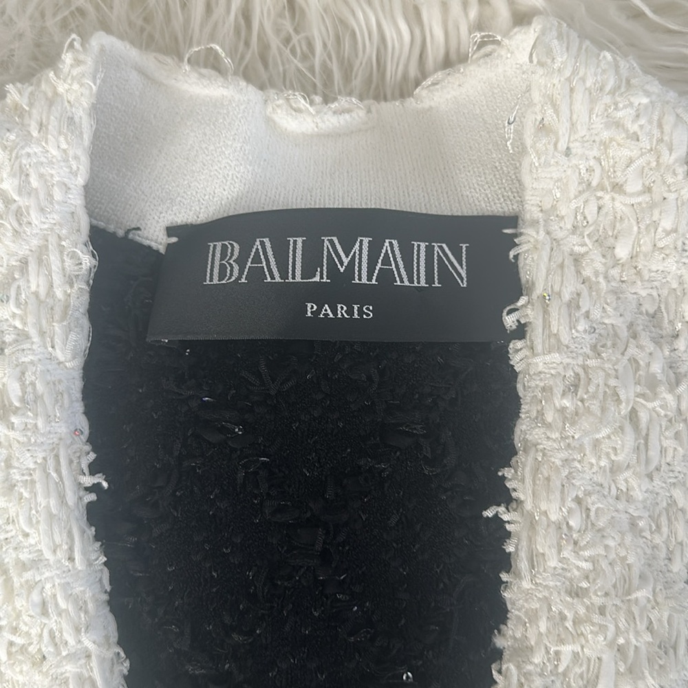 Balmain Black and White Textured Tweed Jacket - Picture 6 of 11